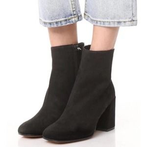 VINCE Highbury Suede Leather Block Heel Midi Ankle Boot Bootie Black Size 8 38